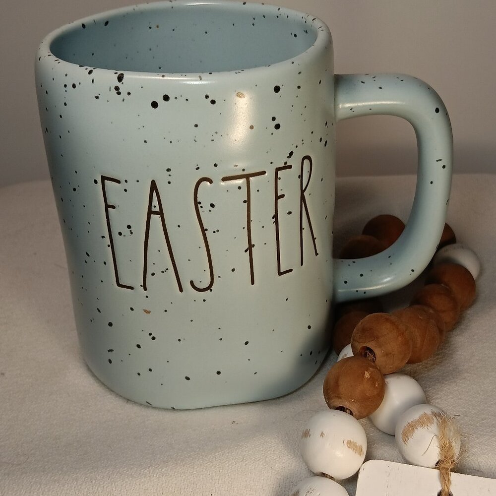 Rae Dunn EASTER Mug Blue Speckled Farmhouse Spring